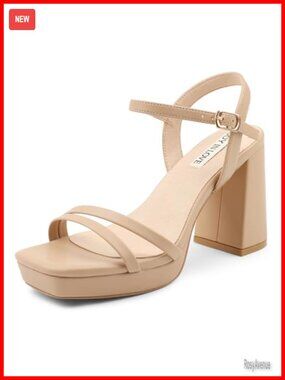 Platform Sandals Women Chunky Block Heels Ankle Strap Square Toe Comfortable